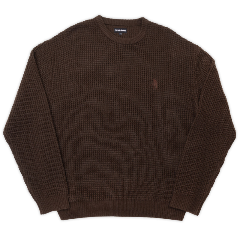 PASSPORT CREW ORGANIC WAFFLE KNIT - CHOC