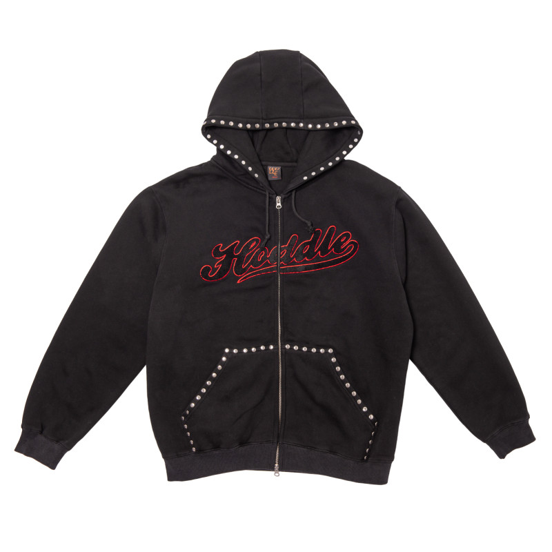 HODDLE HOODIE INTARSIA SCRIPT - BLACK