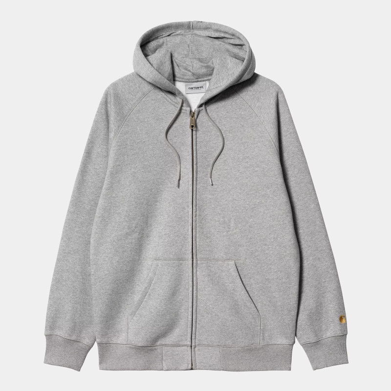 CARHARTT ZIP CHASE HOODED - GREY HEATHER GOLD