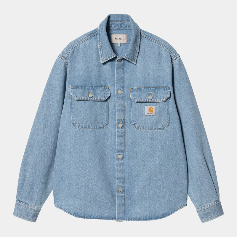 CARHARTT SHIRT HARVEY - BLUE STONE BLEACHED