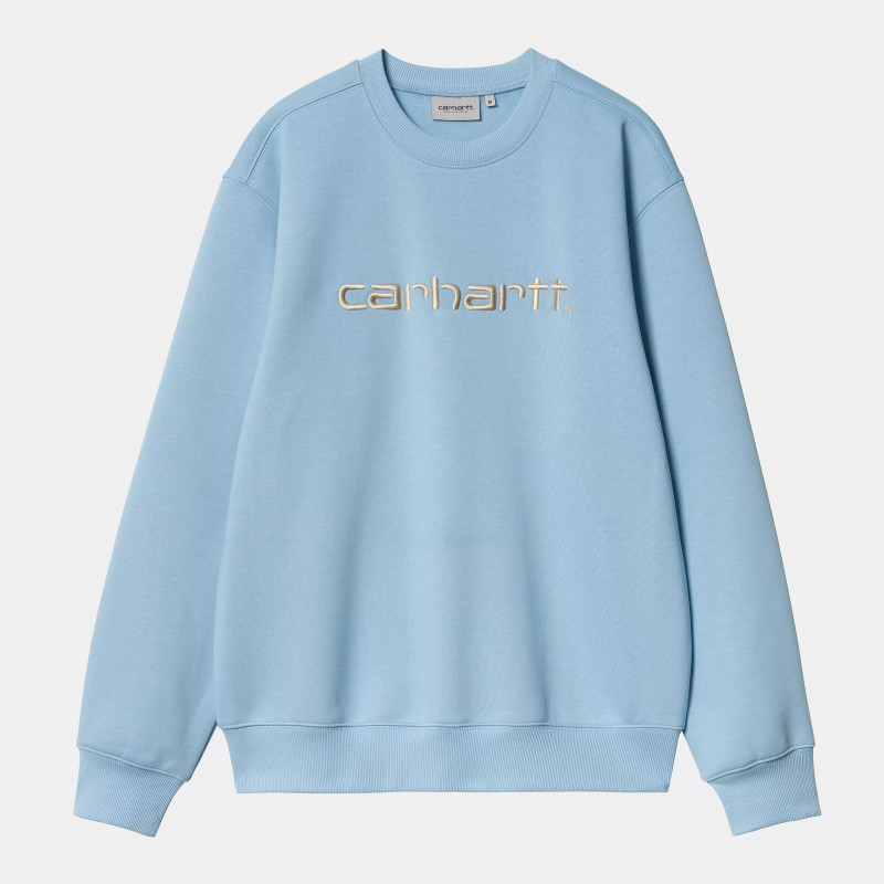 CARHARTT CREW SWEATSHIRT - BLUE BIRD FLEUR DE S
