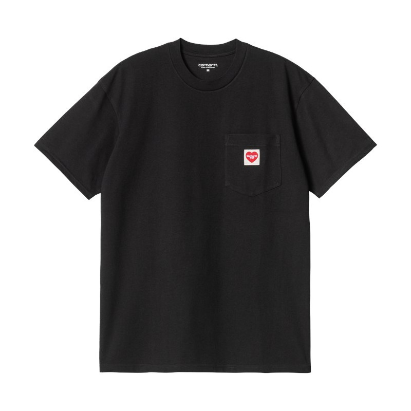 CARHARTT TEE HEART POCKET - BLACK RED