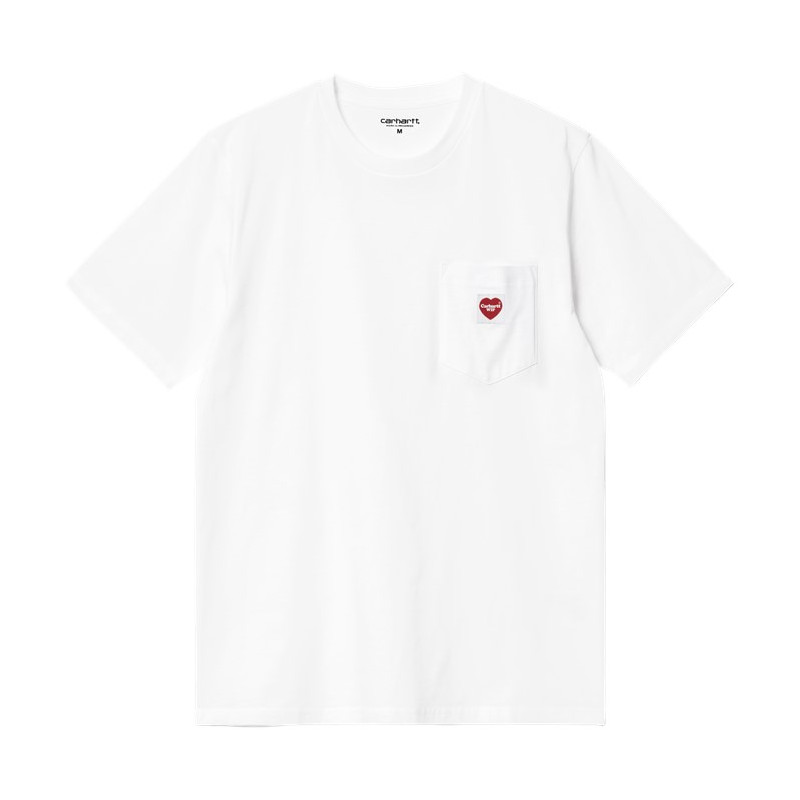 CARHARTT TEE HEART POCKET - WHITE RED