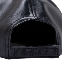 HOCKEY CAP EMBOSSED LEATHER - BLACK