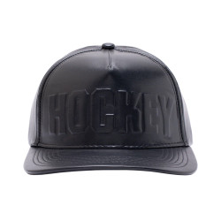 HOCKEY CAP EMBOSSED LEATHER - BLACK