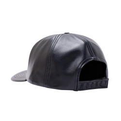 HOCKEY CAP EMBOSSED LEATHER - BLACK