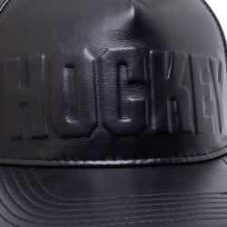 HOCKEY CAP EMBOSSED LEATHER - BLACK