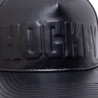 HOCKEY CAP EMBOSSED LEATHER - BLACK